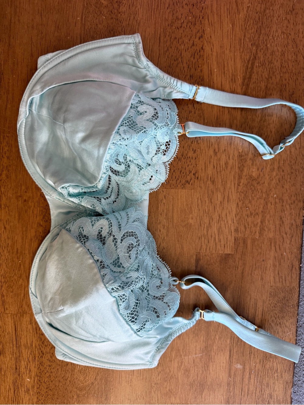 Light Blue Lace-Trim Underwire Bra